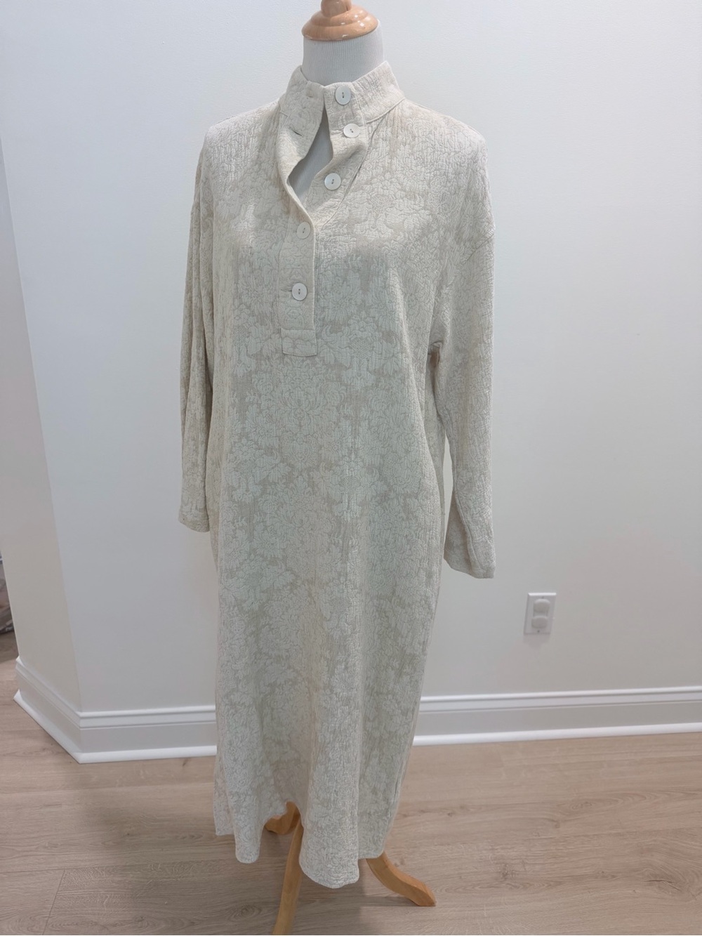 FRNCH Paris Textured Jacquard Maxi Dress – Cream – Size L